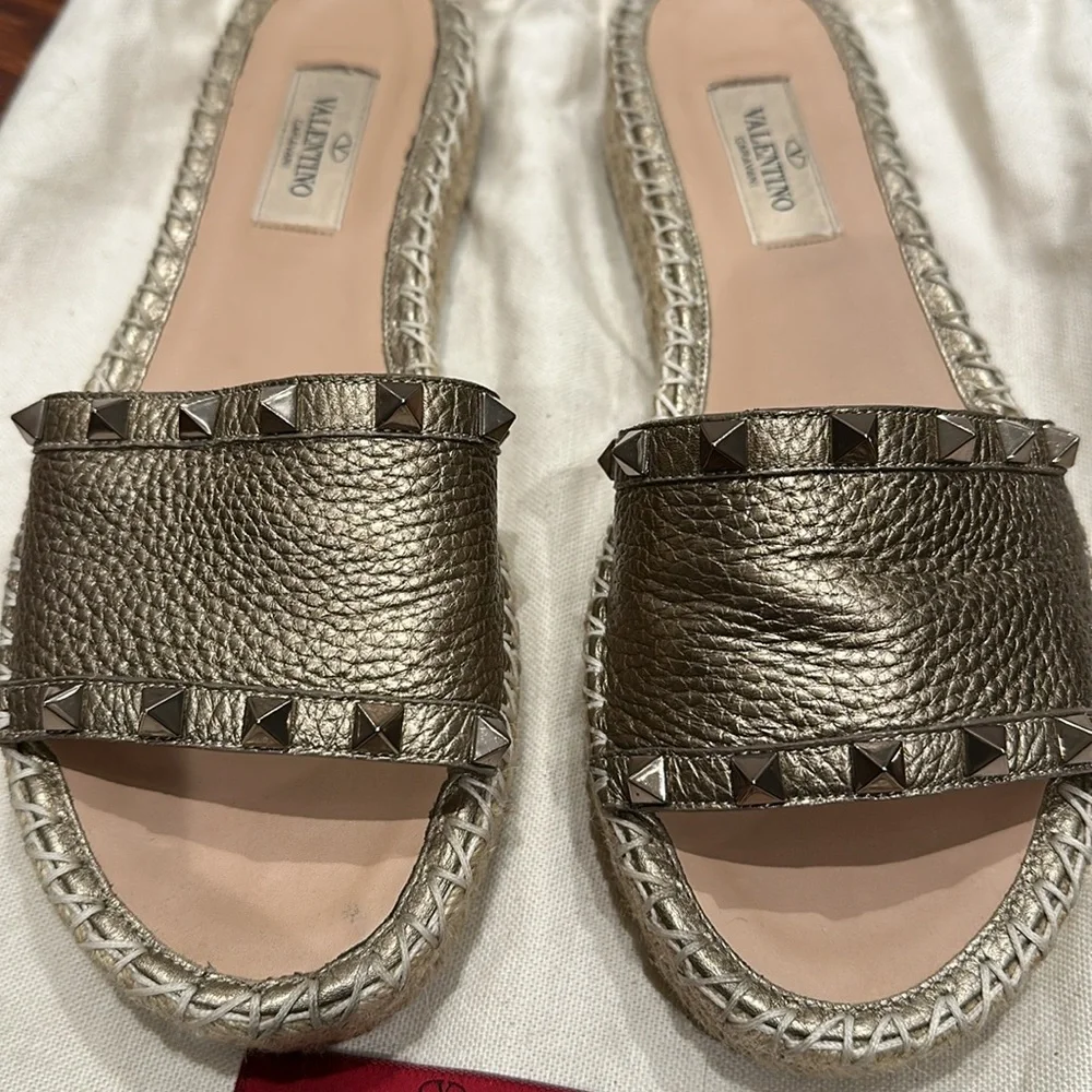 Valentino Rockstud Espadrilles Slides - Picture 3 of 4